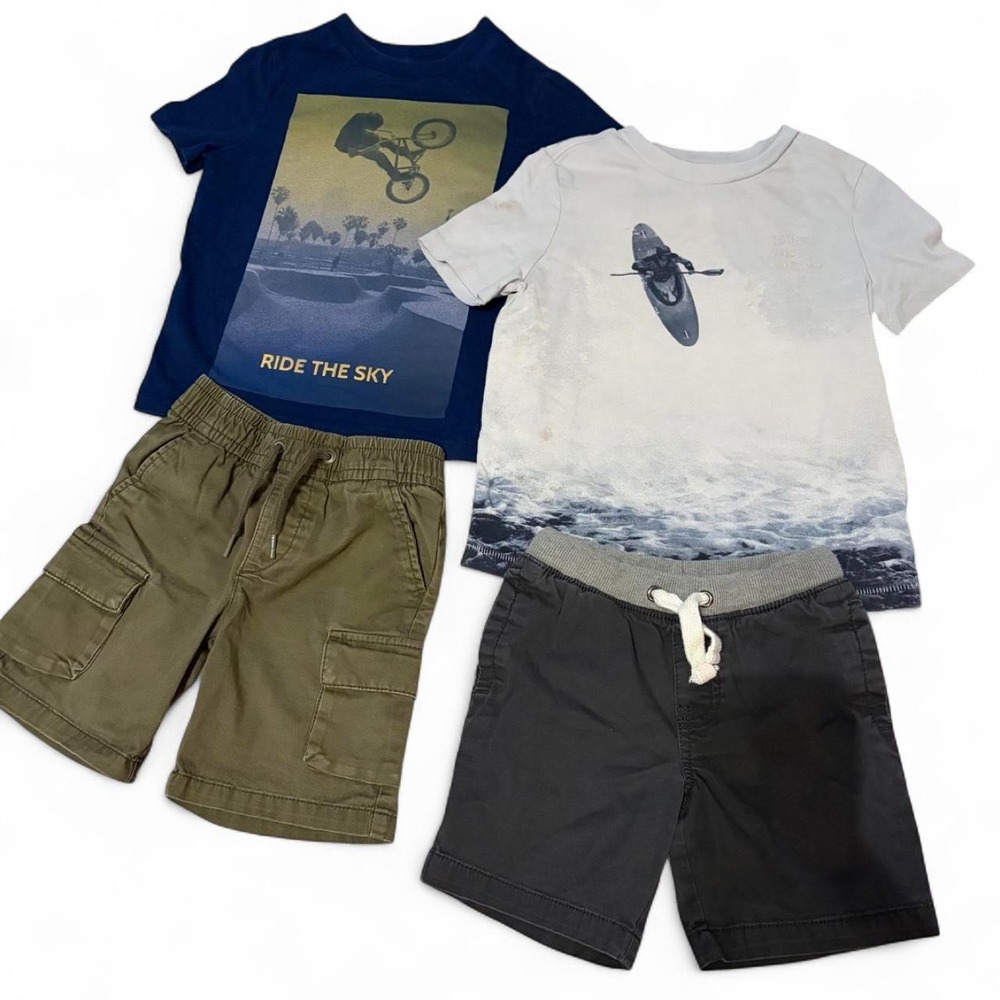 Gap Kids Boys Bundle Graphic T-Shirts and Shorts Set Size 4T XS Multi 4pc